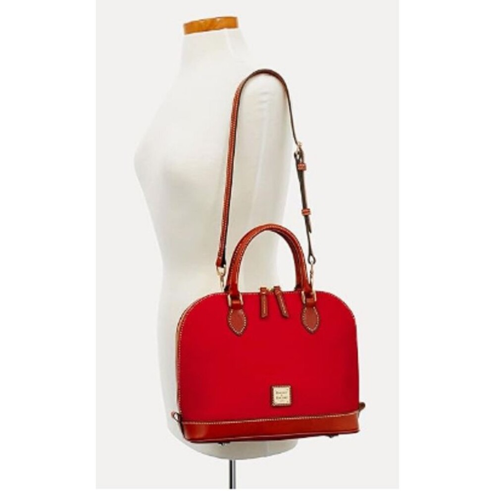 Dooney & Bourke Pebble Grain Zip Zip Satchel Wine Red Leather Bag NWT - Picture 5 of 6